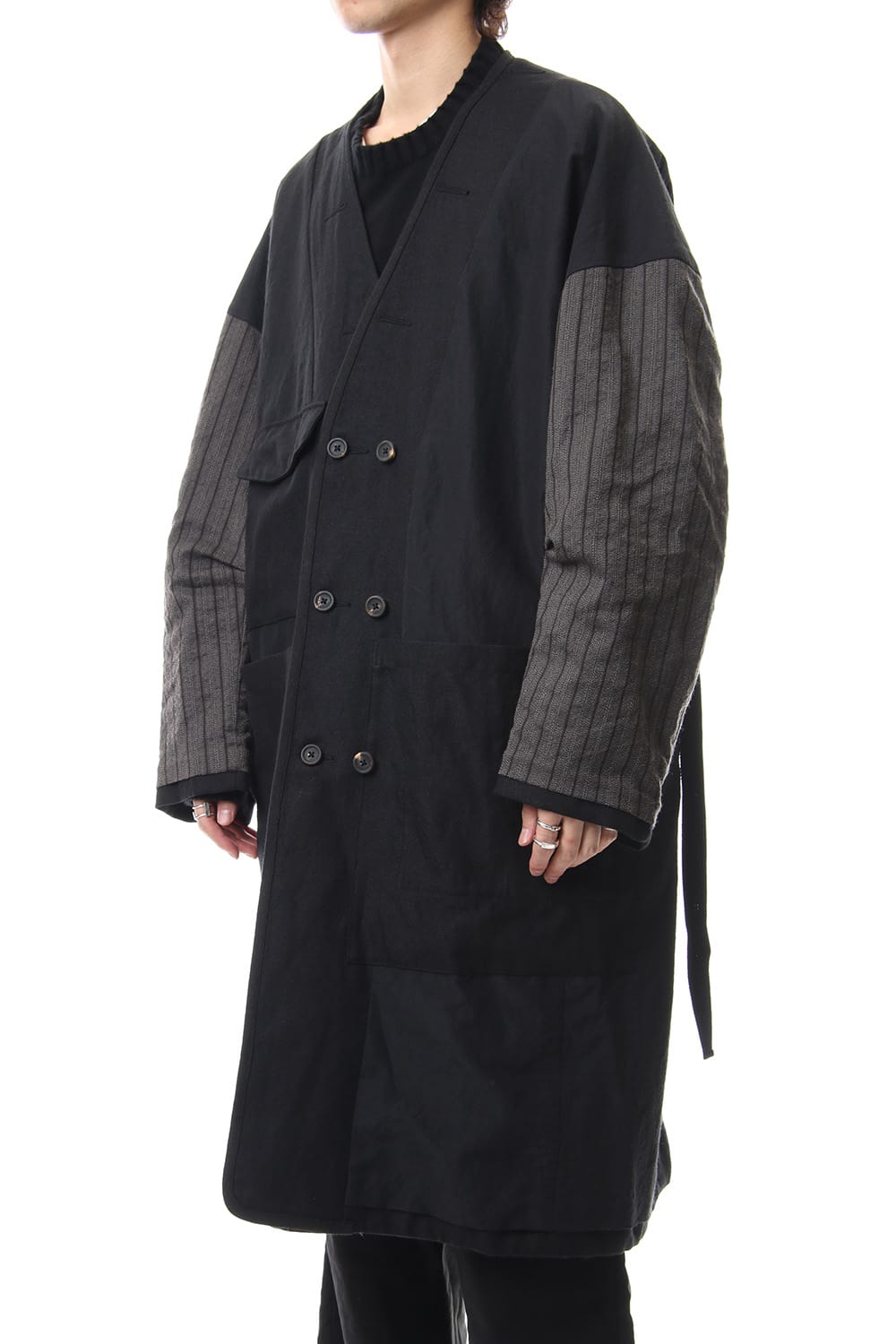 No Collar Double Dreast Coat