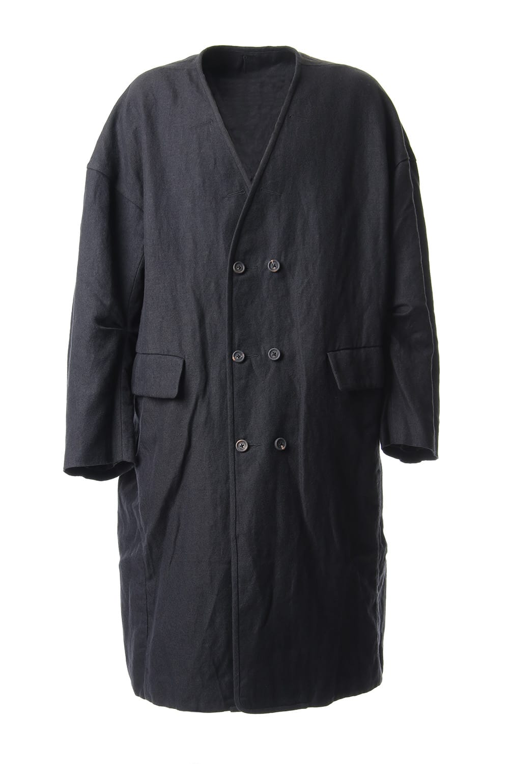 No Collar Double Dreast Coat