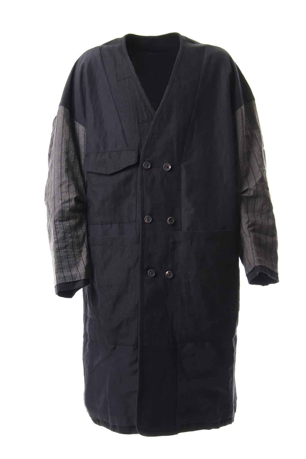 No Collar Double Dreast Coat