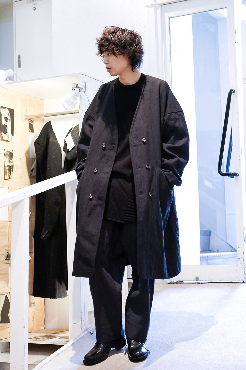 No Collar Double Dreast Coat