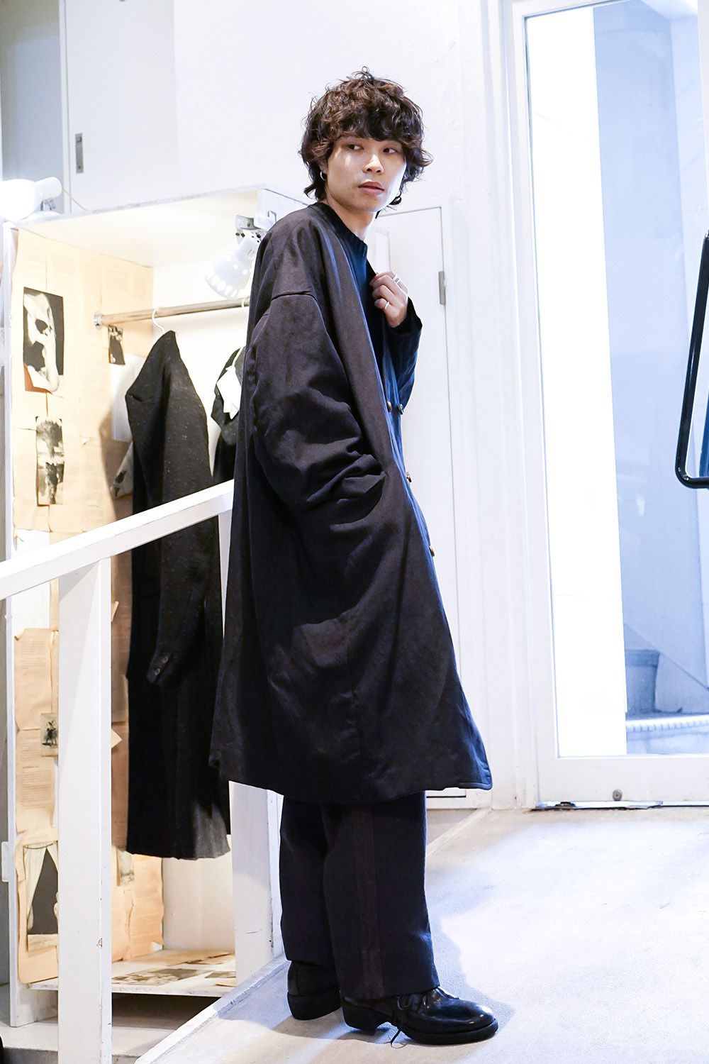 No Collar Double Dreast Coat