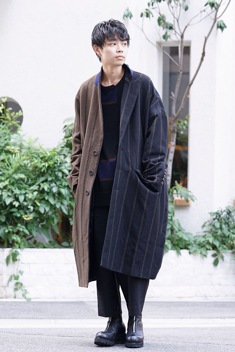 Asymmetric Stripe Coat