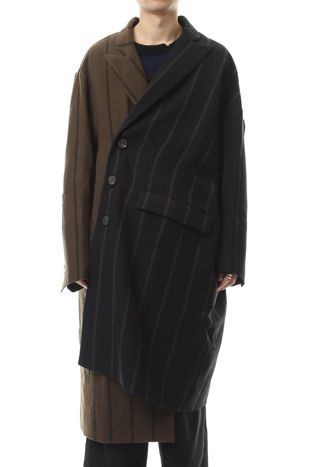 Asymmetric Stripe Coat