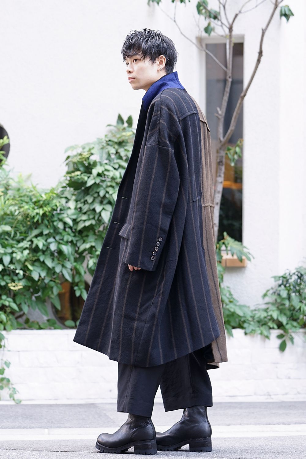 Asymmetric Stripe Coat