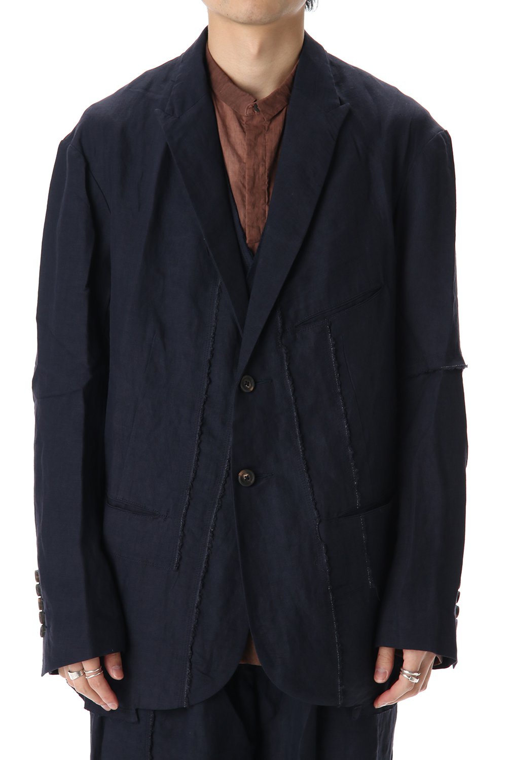 Linen Viscose Peaked Lapel Jacket