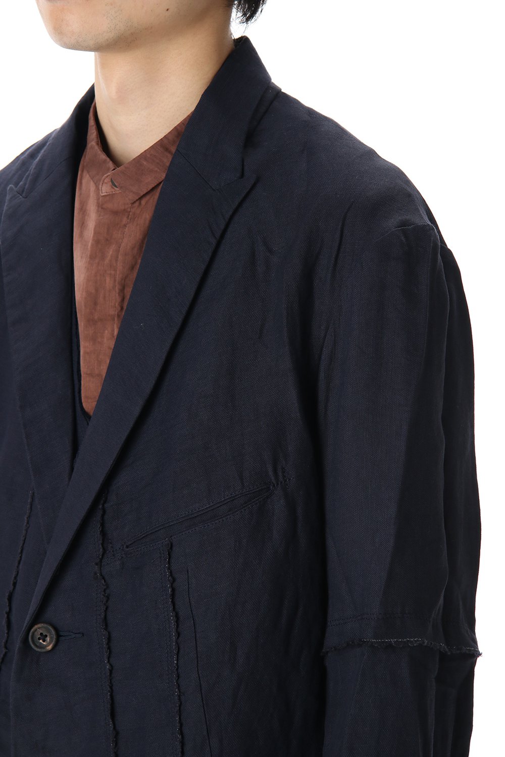 Linen Viscose Peaked Lapel Jacket