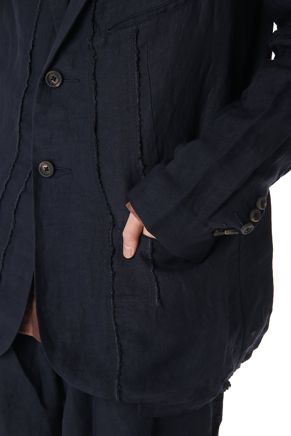 Linen Viscose Peaked Lapel Jacket