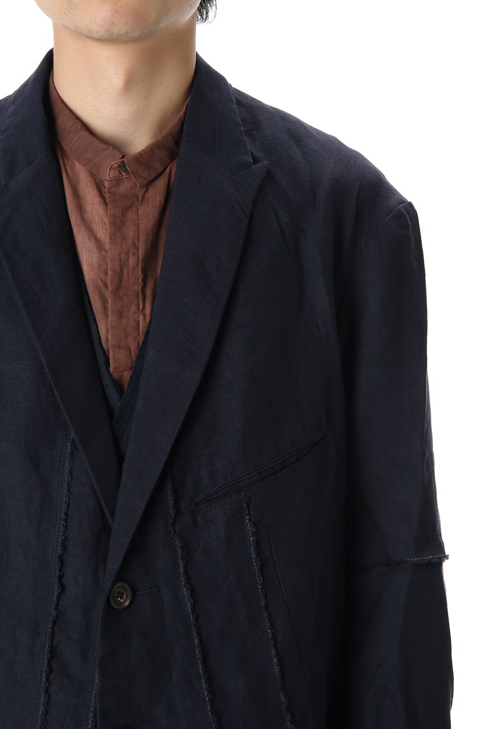 Linen Viscose Peaked Lapel Jacket