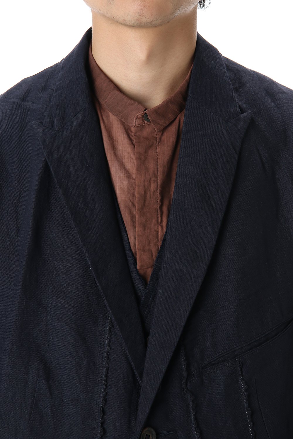 Linen Viscose Peaked Lapel Jacket