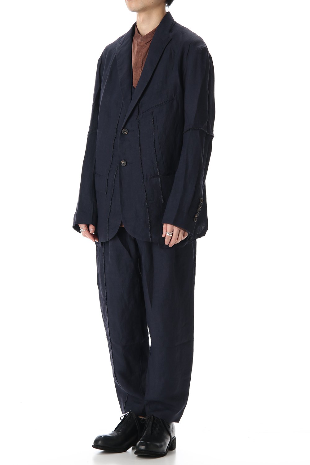 Linen Viscose Peaked Lapel Jacket