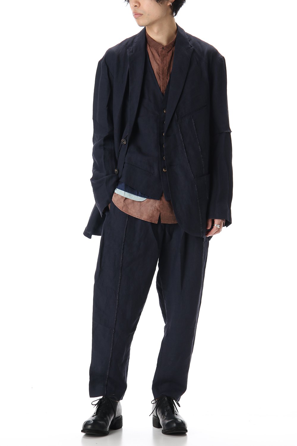 Linen Viscose Peaked Lapel Jacket