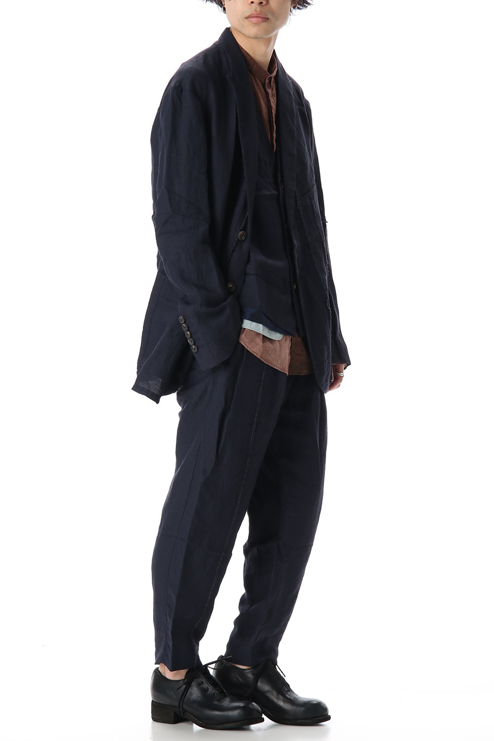 Linen Viscose Peaked Lapel Jacket