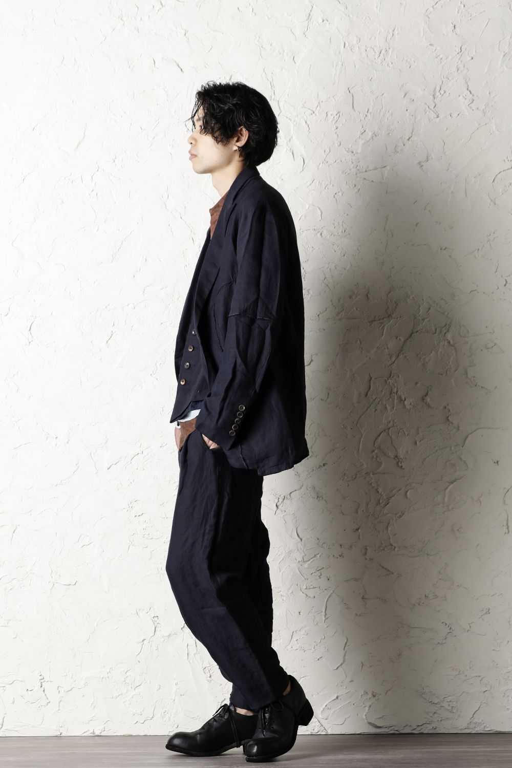 Linen Viscose Peaked Lapel Jacket