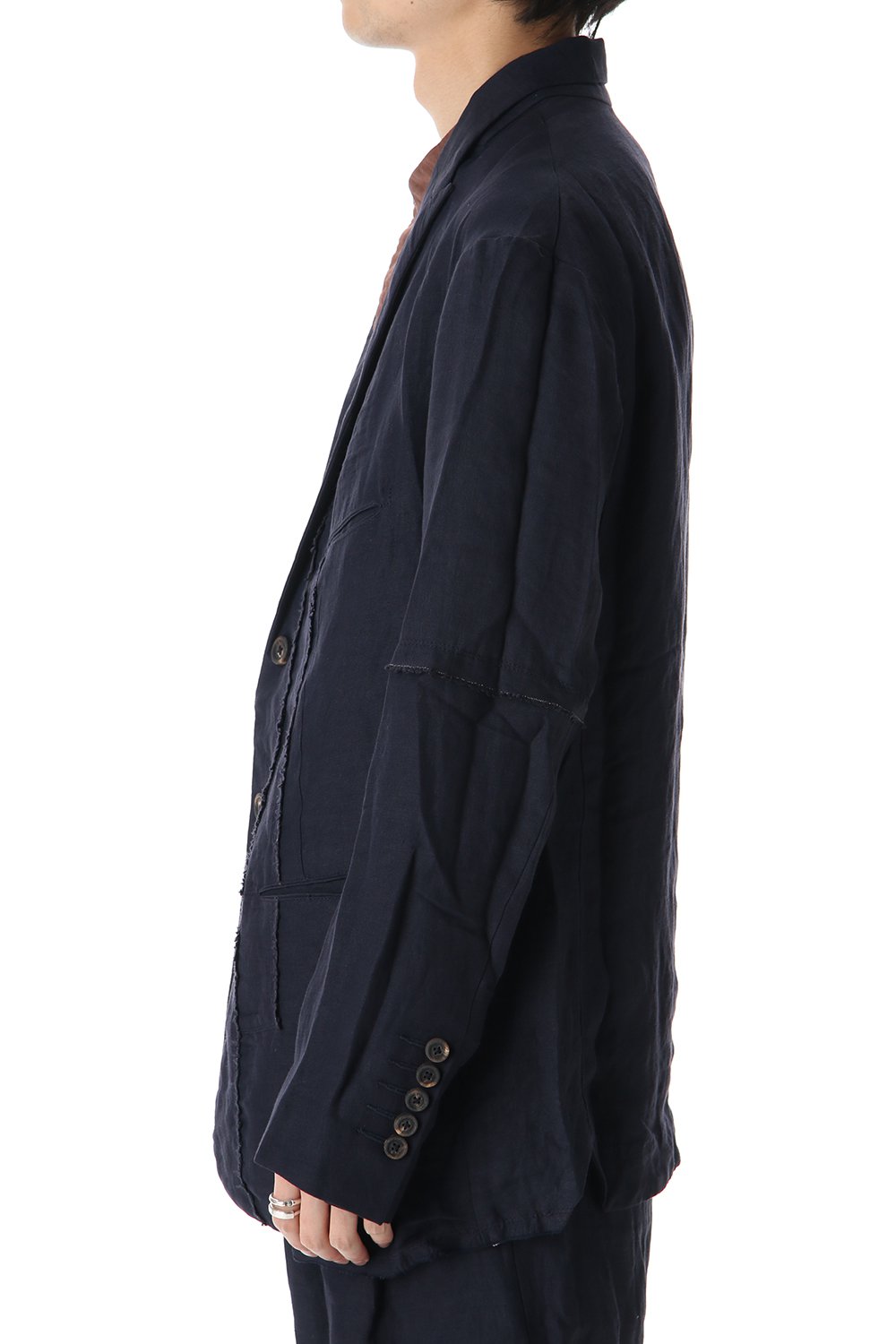 Linen Viscose Peaked Lapel Jacket