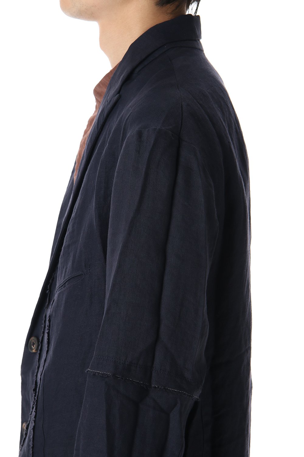 Linen Viscose Peaked Lapel Jacket