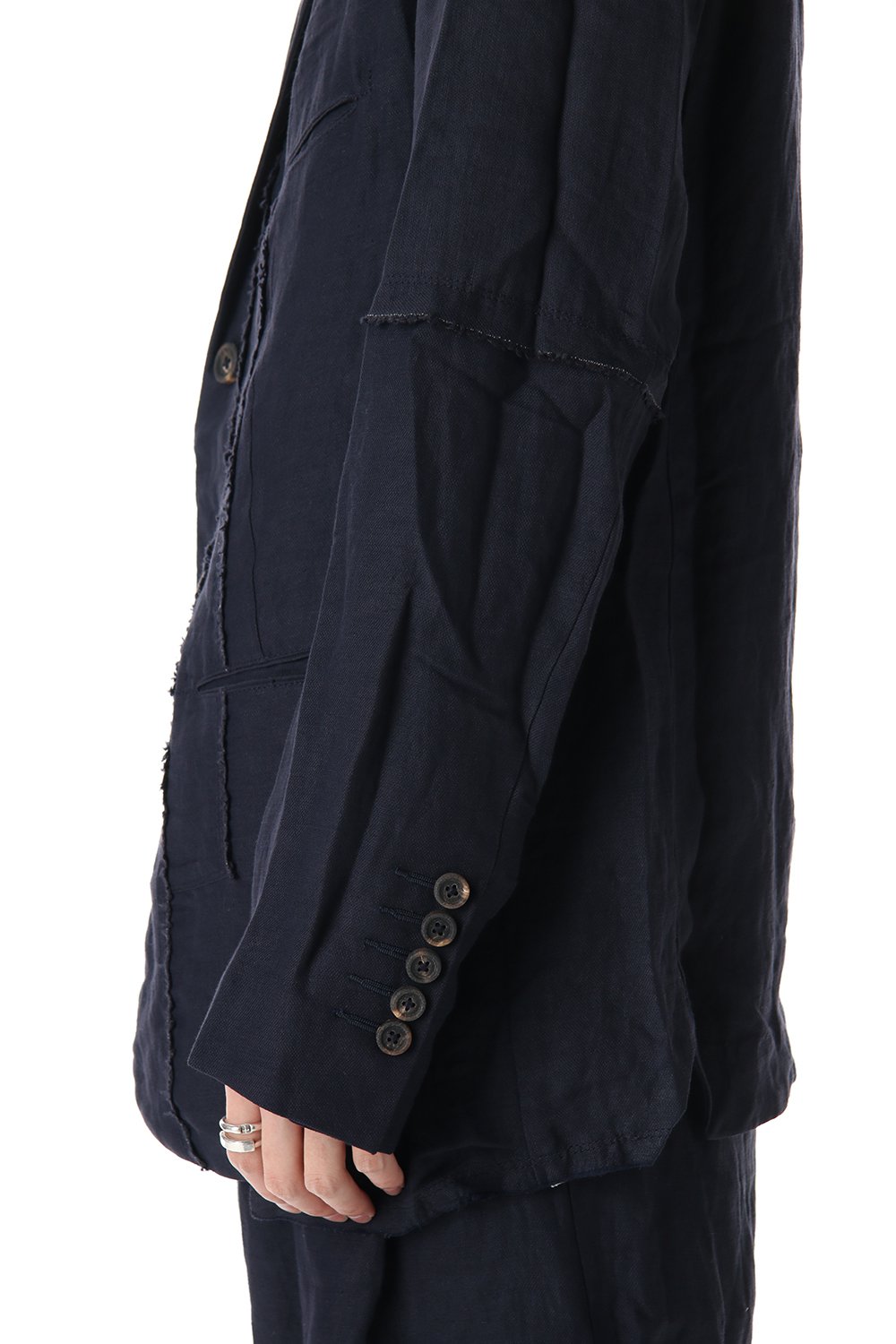 Linen Viscose Peaked Lapel Jacket