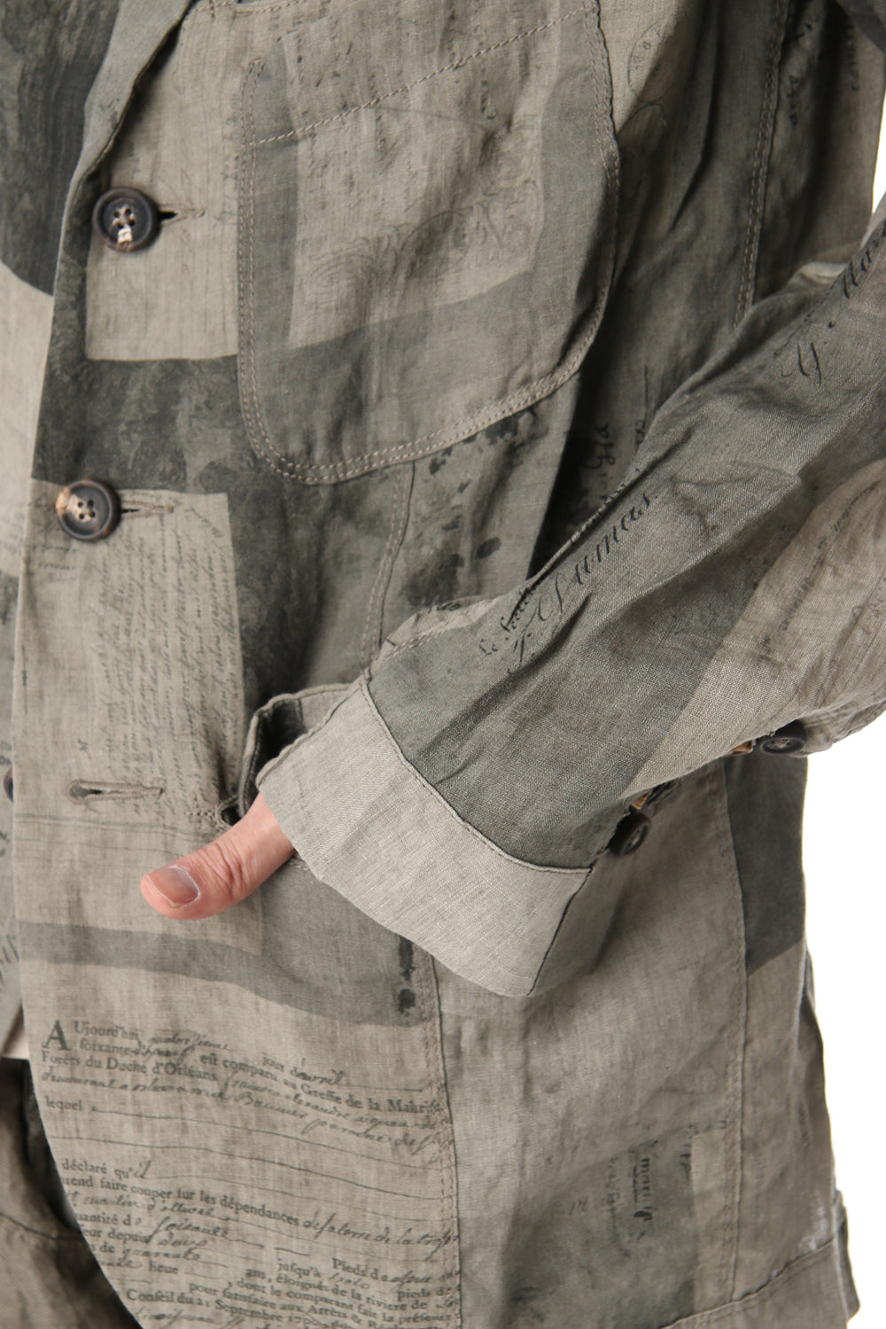 Used Paper Print Linen Tailored Jacket