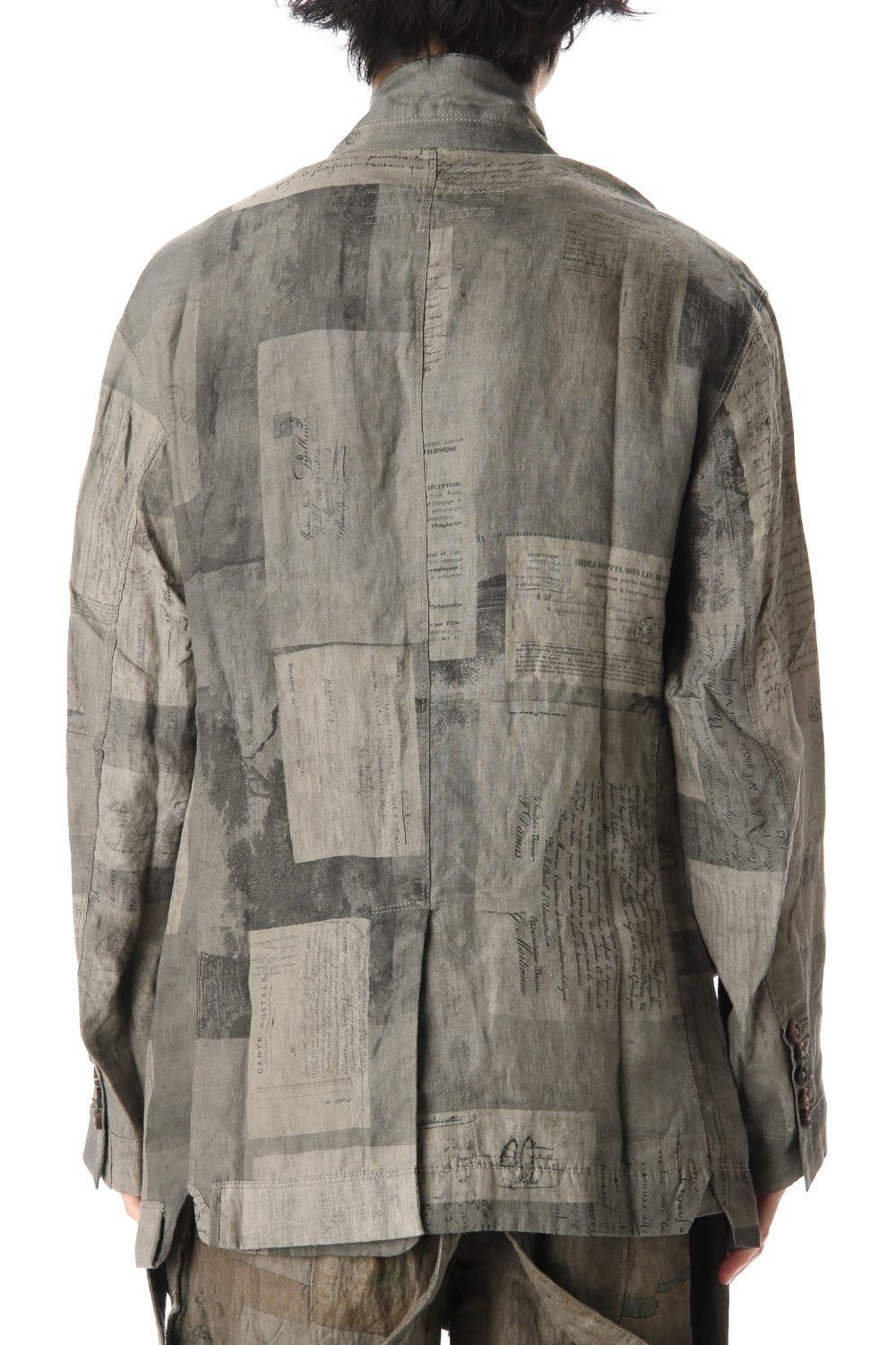 Used Paper Print Linen Tailored Jacket