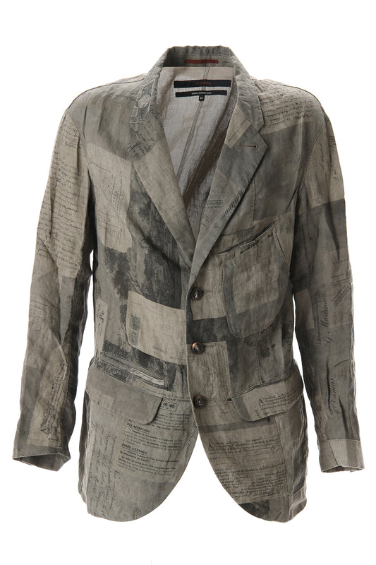 Used Paper Print Linen Tailored Jacket