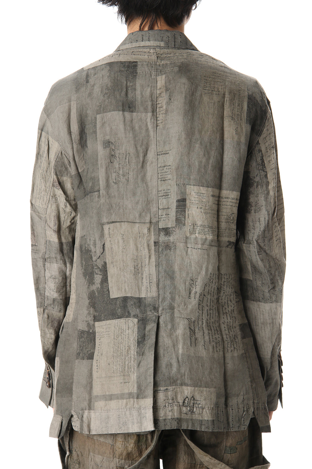 Used Paper Print Linen Tailored Jacket