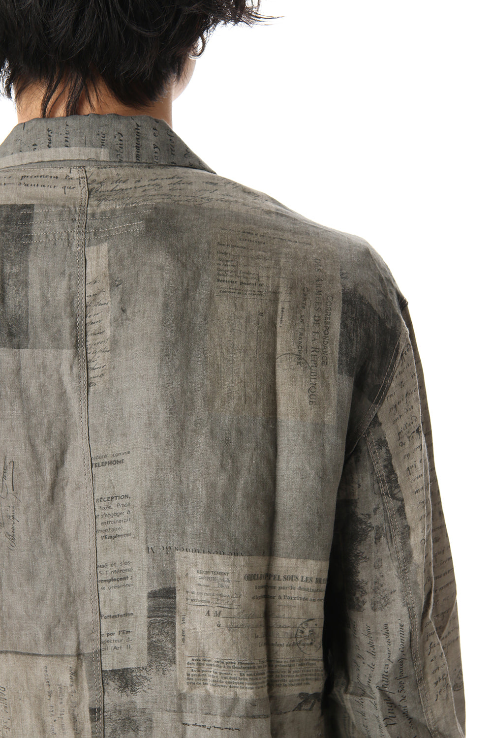 Used Paper Print Linen Tailored Jacket