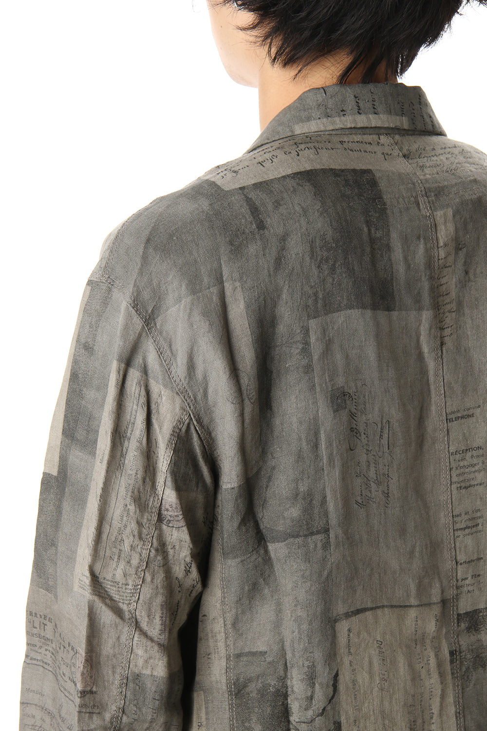 Used Paper Print Linen Tailored Jacket