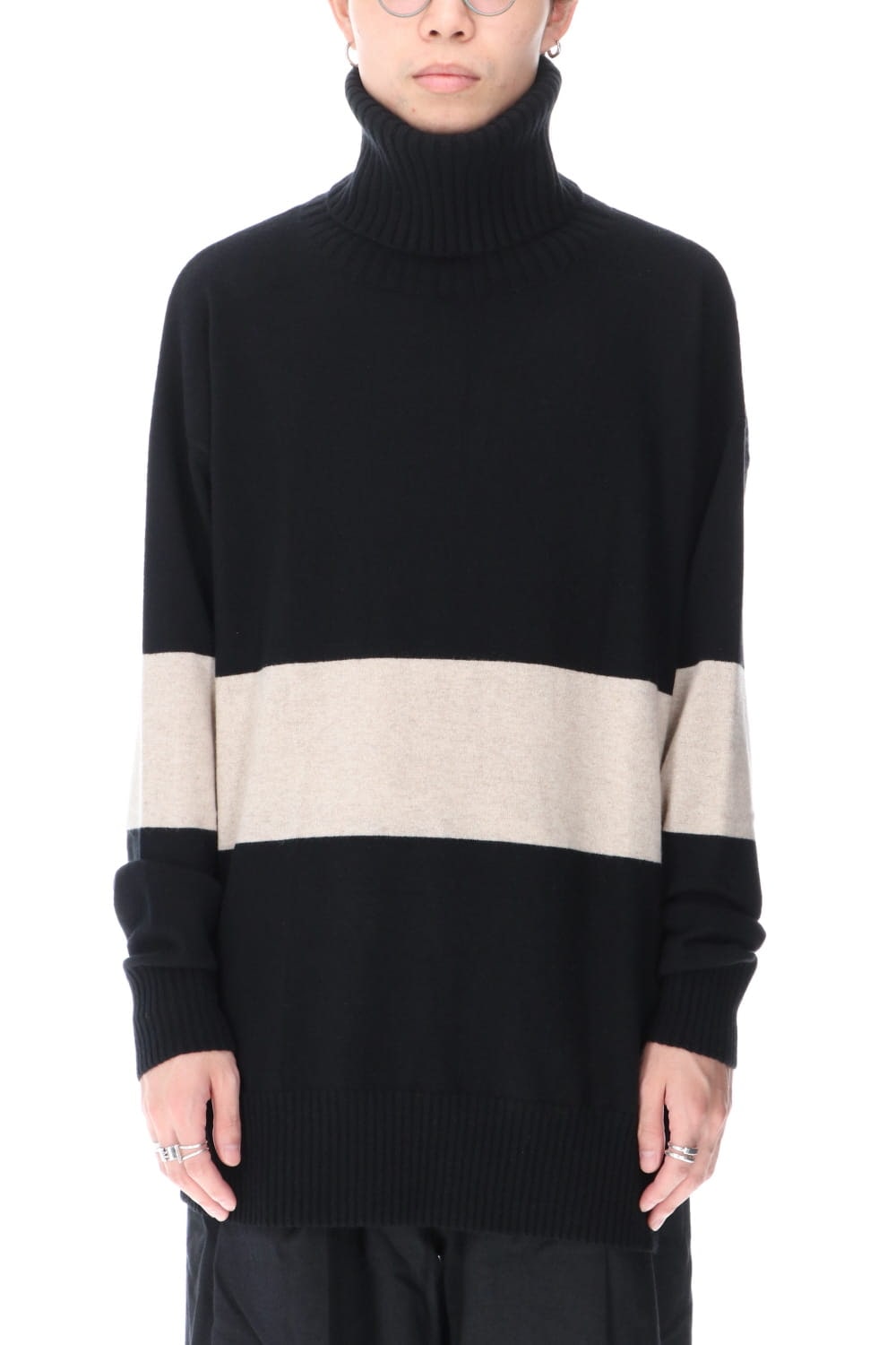 Baby Cashmere Bicolor KNIT Black × Off White