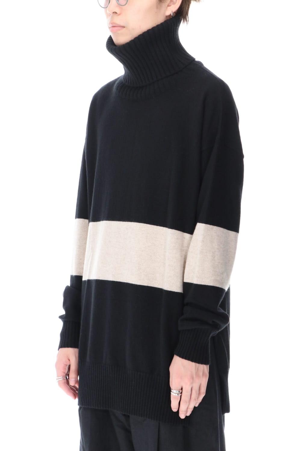 Baby Cashmere Bicolor KNIT Black × Off White