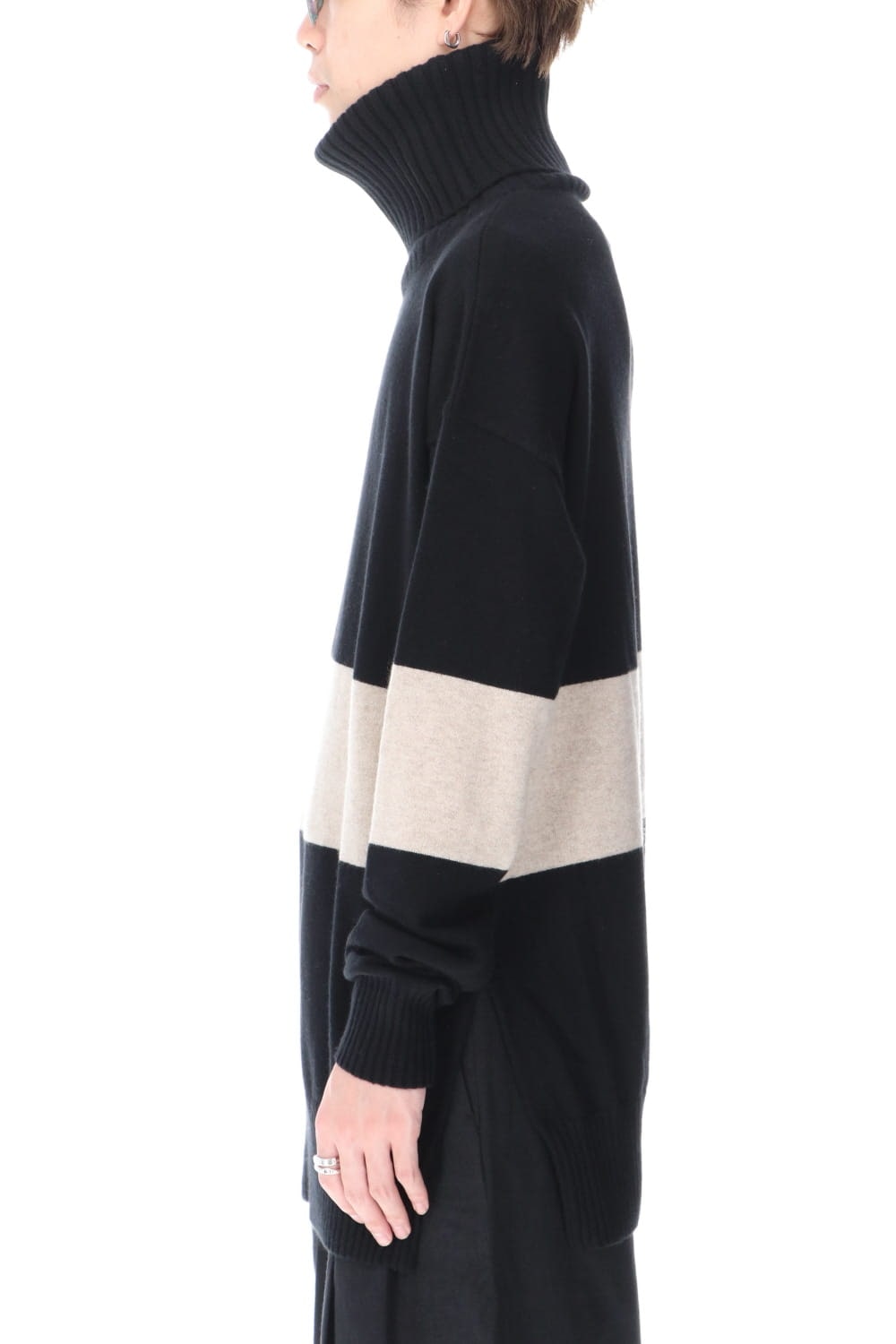 Baby Cashmere Bicolor KNIT Black × Off White