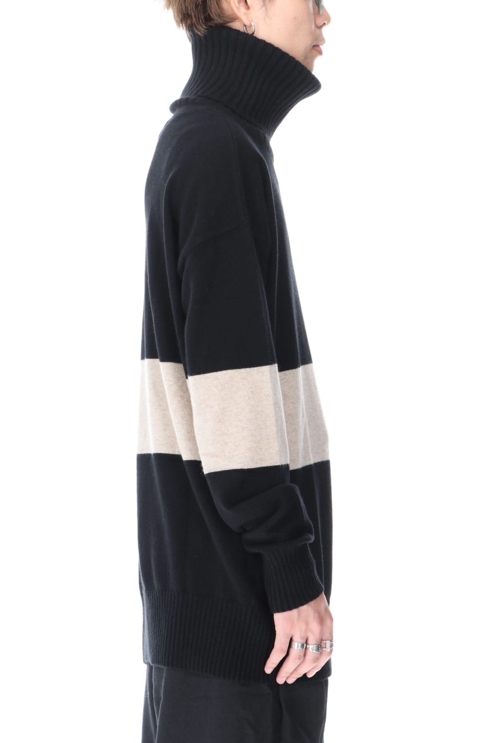 Baby Cashmere Bicolor KNIT Black × Off White