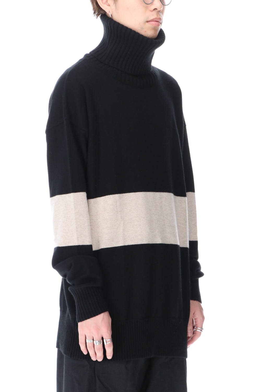 Baby Cashmere Bicolor KNIT Black × Off White