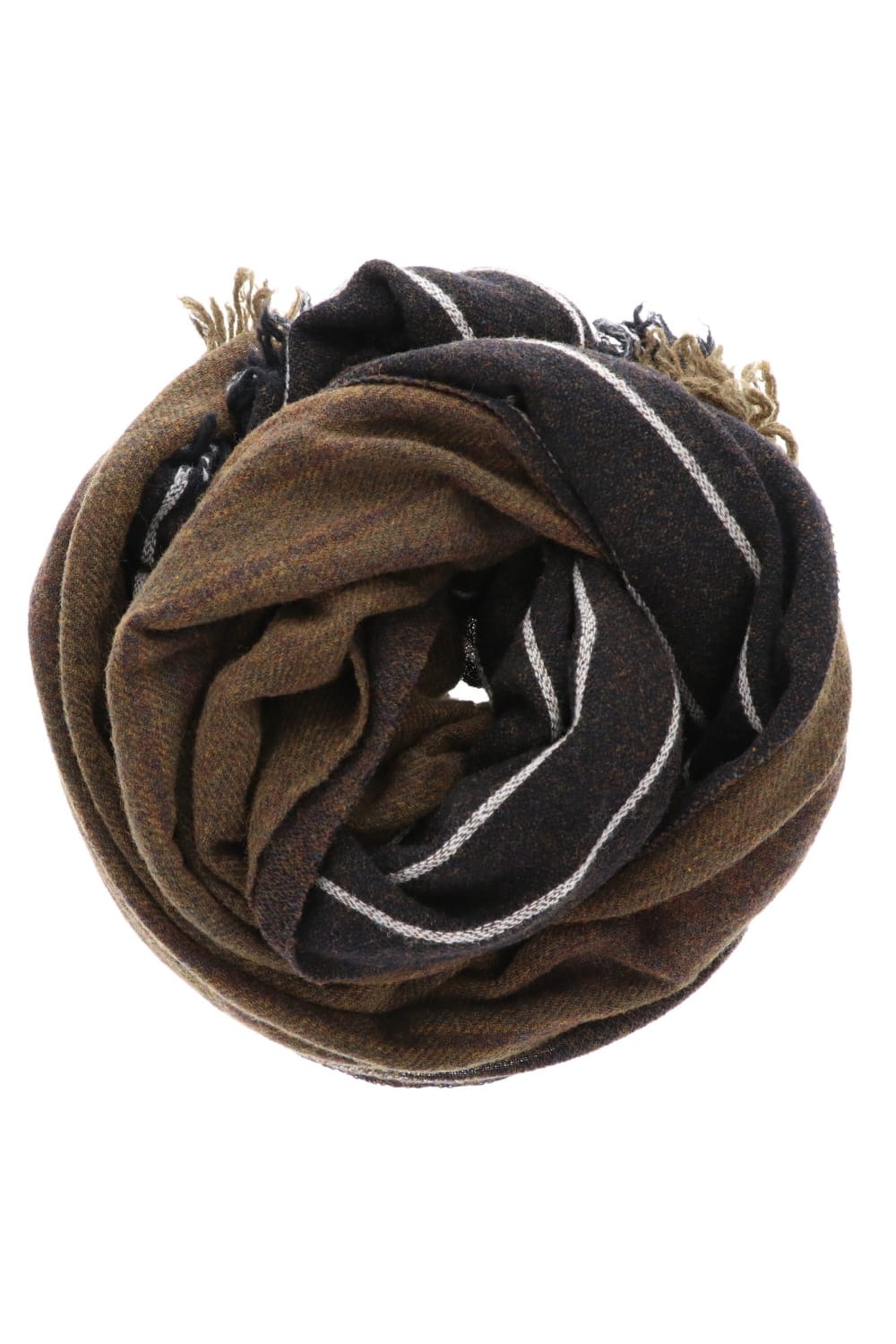 Wool Nylon switchover SCARF Brown x Navy Stripe 0M2035003