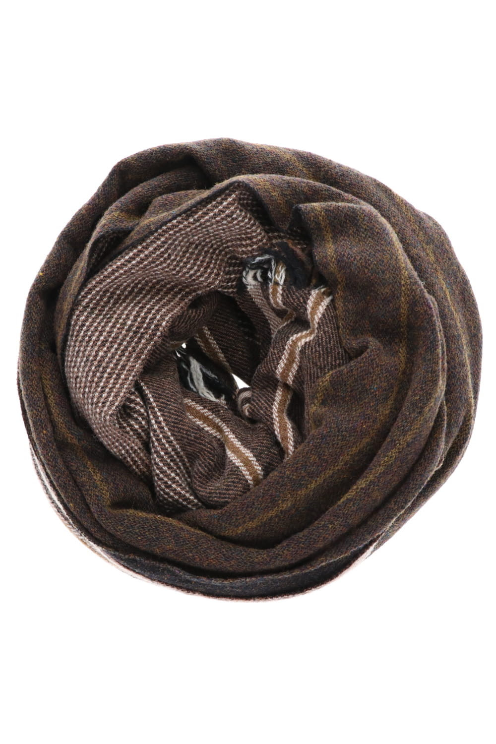 Wool Nylon switchover SCARF Black x Brown Stripe 0M2035010