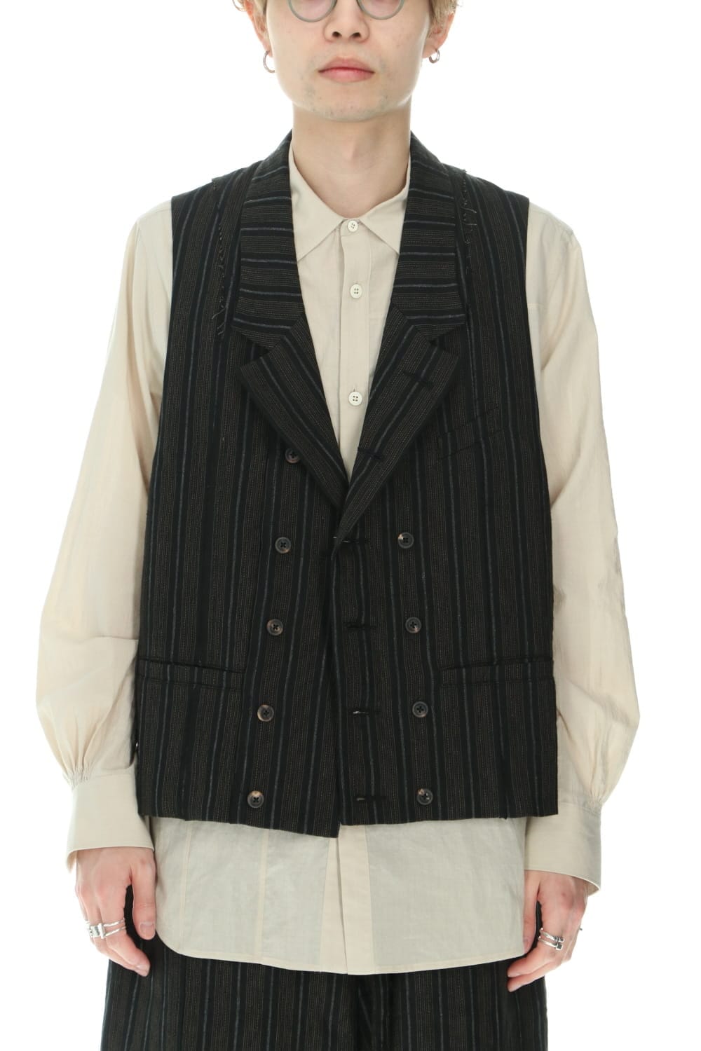 ダブルブレステッド ベスト ブラック