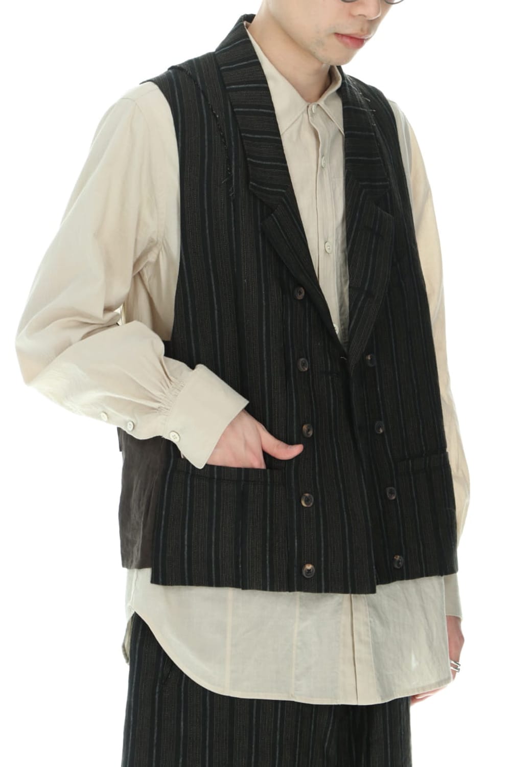 ダブルブレステッド ベスト ブラック