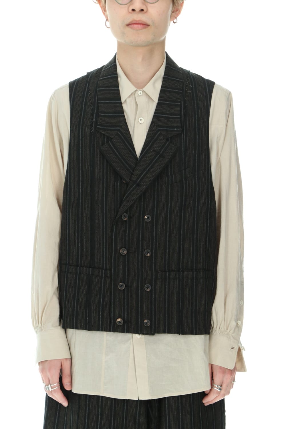 ダブルブレステッド ベスト ブラック