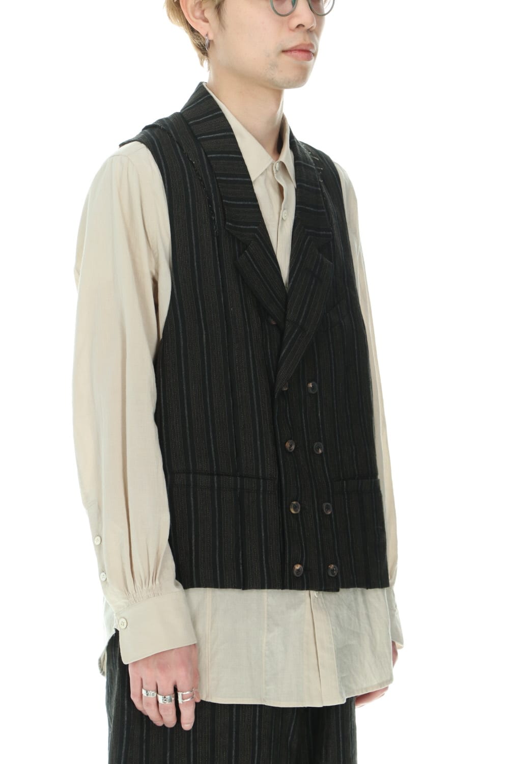 ダブルブレステッド ベスト ブラック