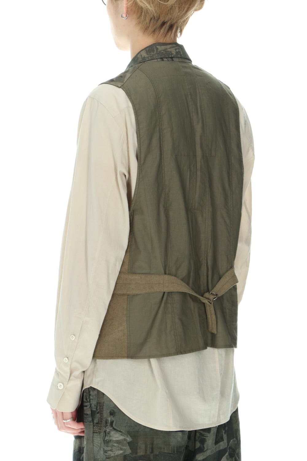 ダブルブレステッド ベスト グレーグリーンピグメント