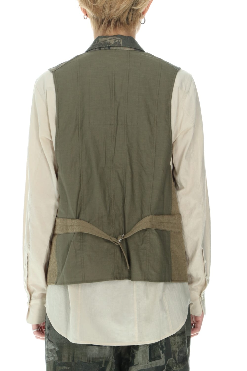 ダブルブレステッド ベスト グレーグリーンピグメント