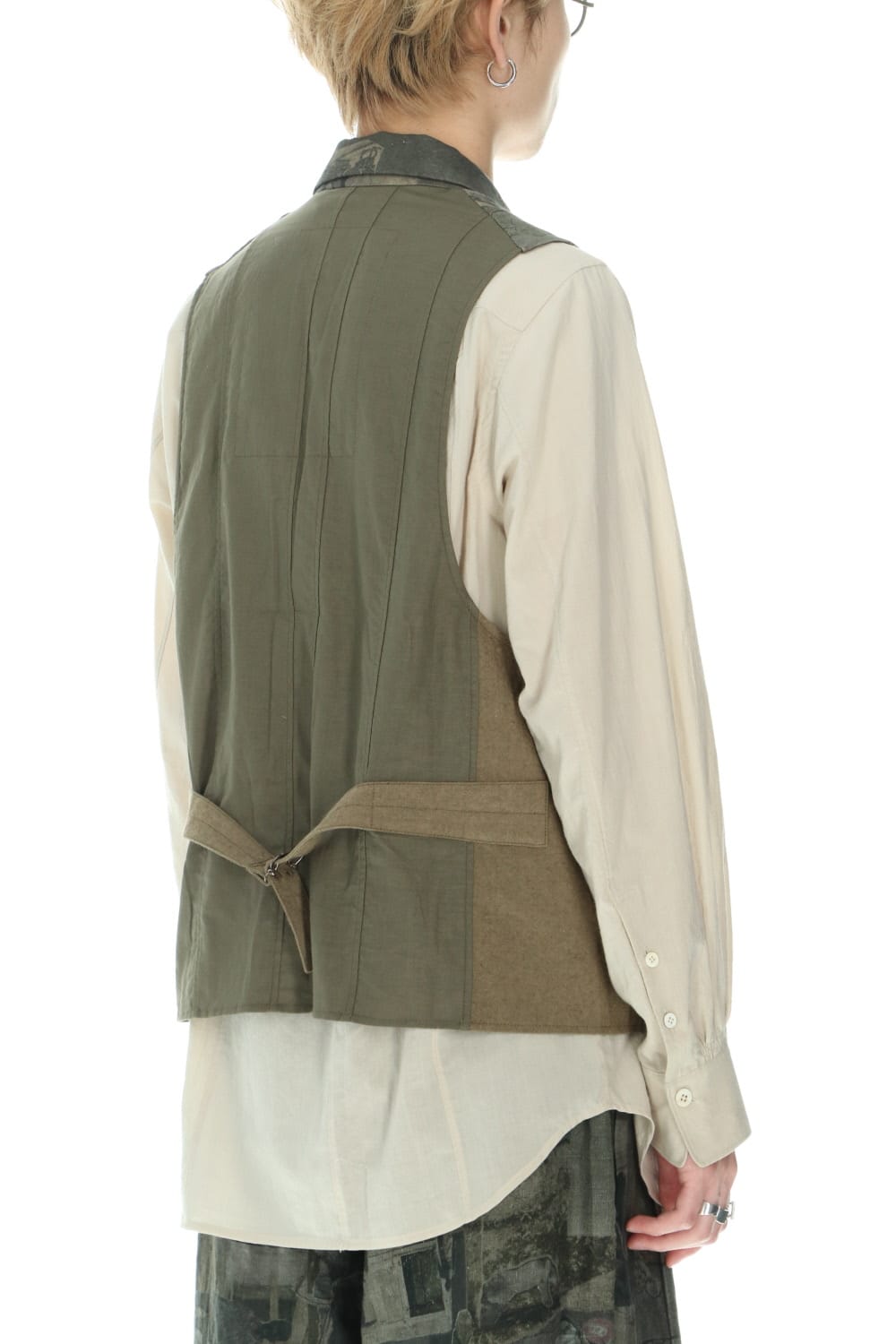 ダブルブレステッド ベスト グレーグリーンピグメント