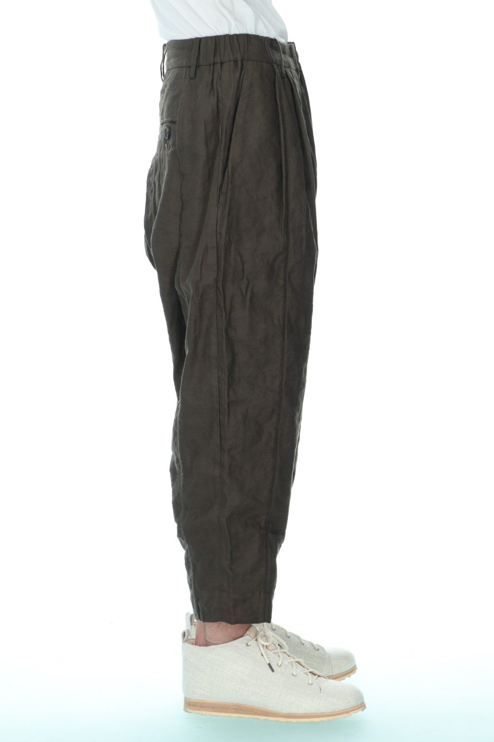 Pleated Drop crotch Cropped trousers Dark Green