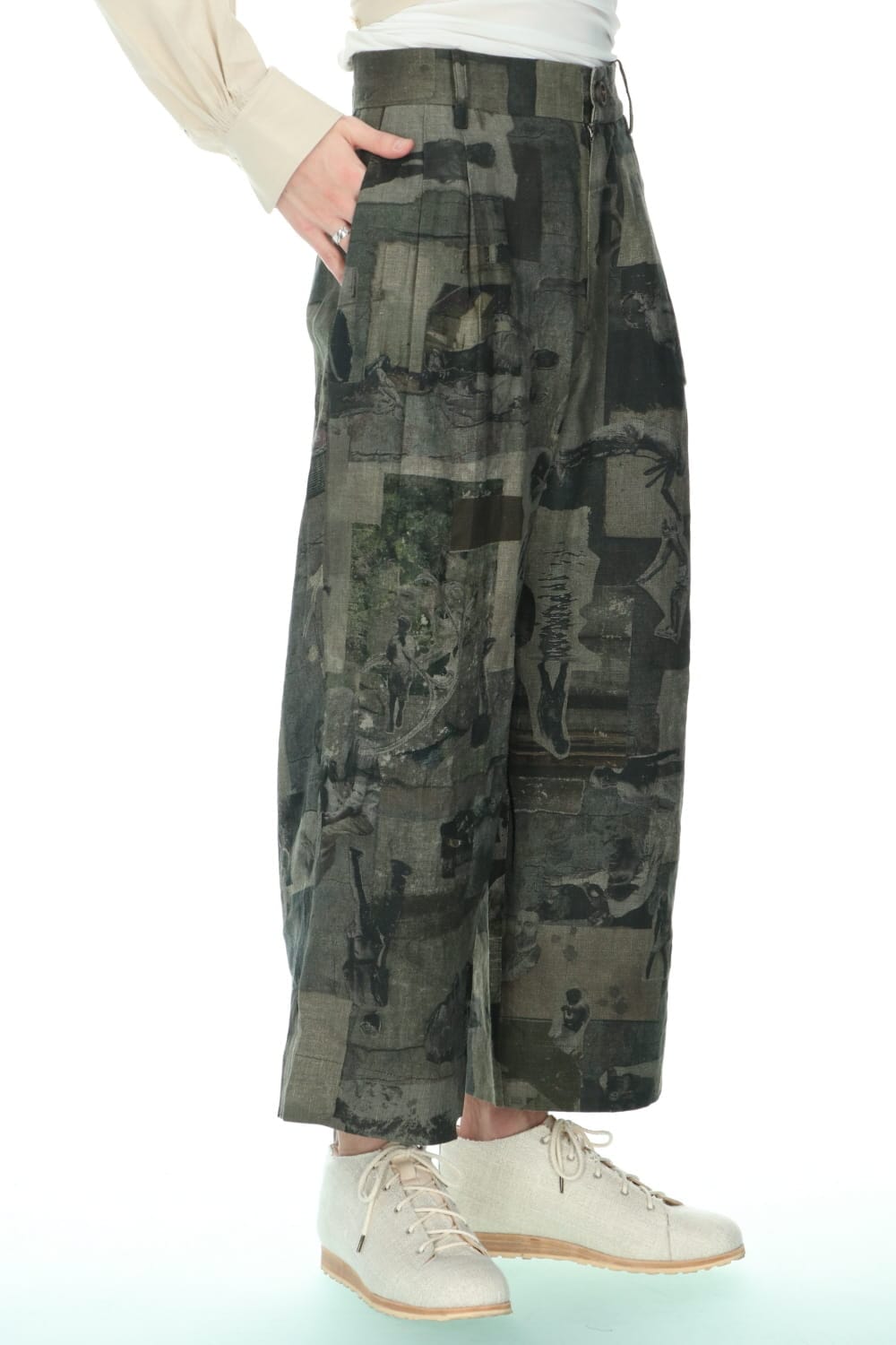 プリーツ ワイド クロップドパンツ