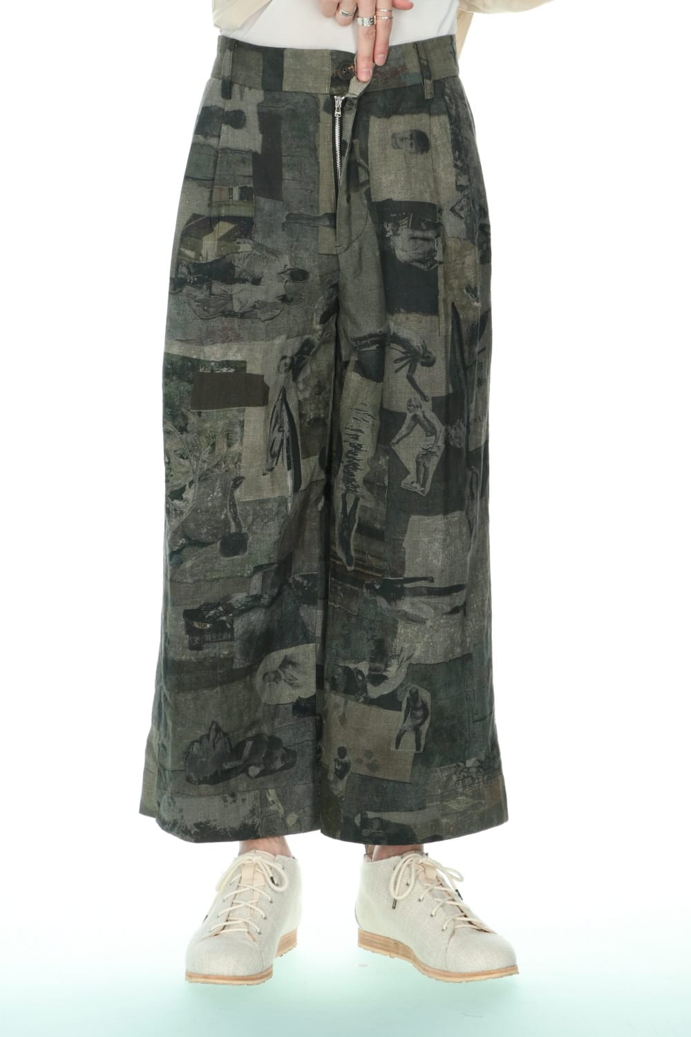 プリーツ ワイド クロップドパンツ