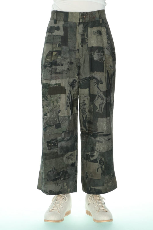 プリーツ ワイド クロップドパンツ