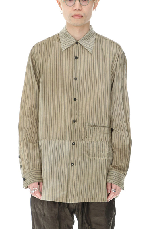 Curved hem Side slit Spread collar shirt Vintage White