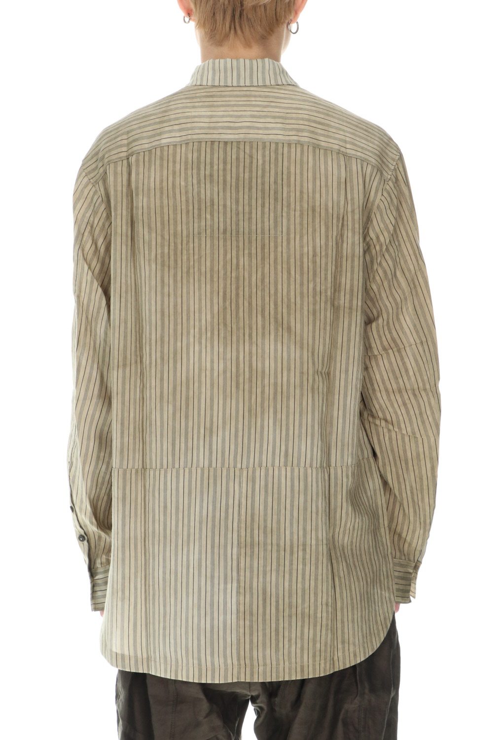 Curved hem Side slit Spread collar shirt Vintage White