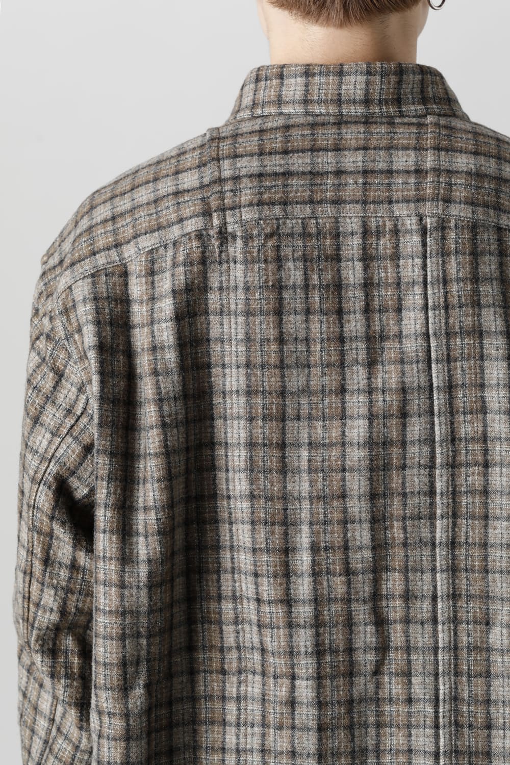 Oversized Plaid Worker Shirt Jacket With Patchwork