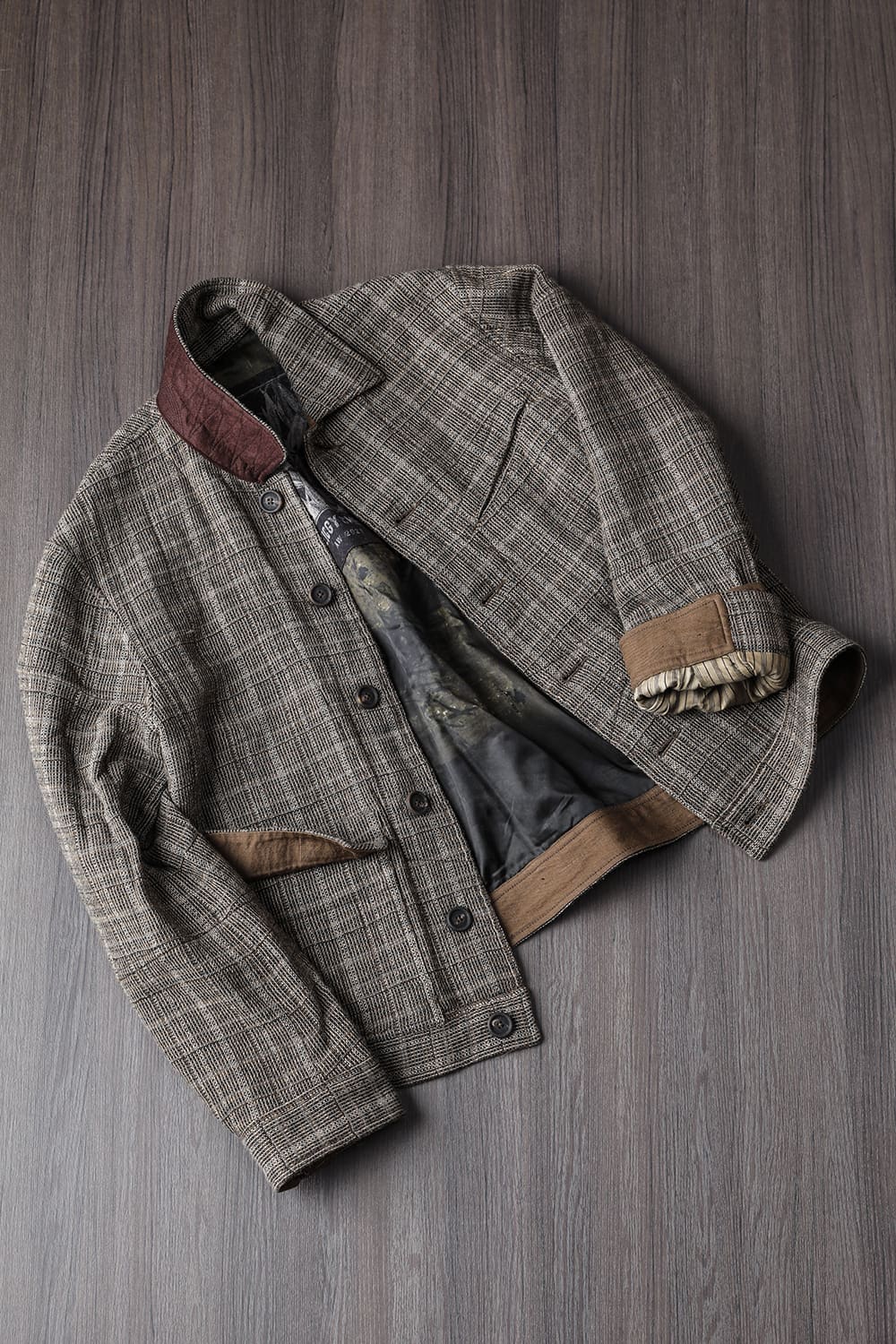 Cropped Wool Plaid Worker Jacket