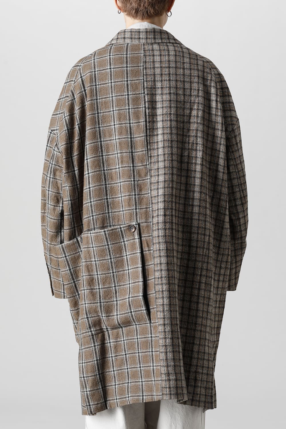 Double Breasted Cocoon Shape Plaid Coat