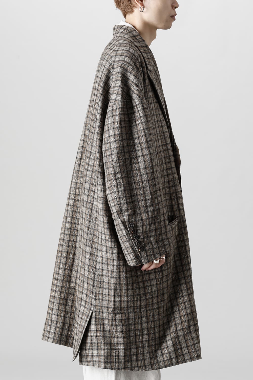 Double Breasted Cocoon Shape Plaid Coat